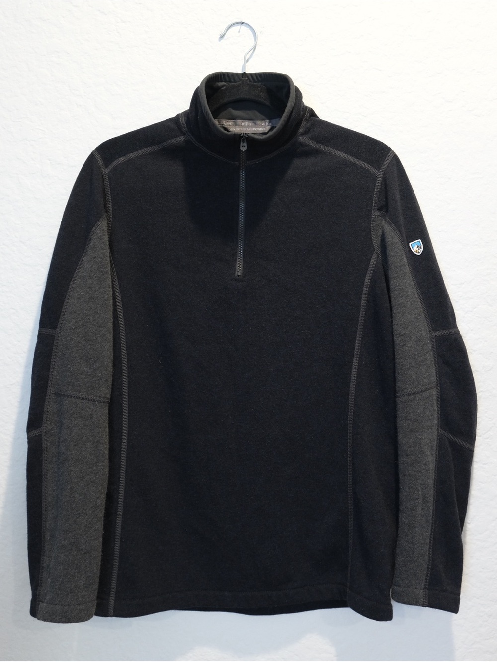 KUHL Revel 1/4 Zip Fleece Sweater Men Size S Black Gray Soft Outdoor Gorpcore